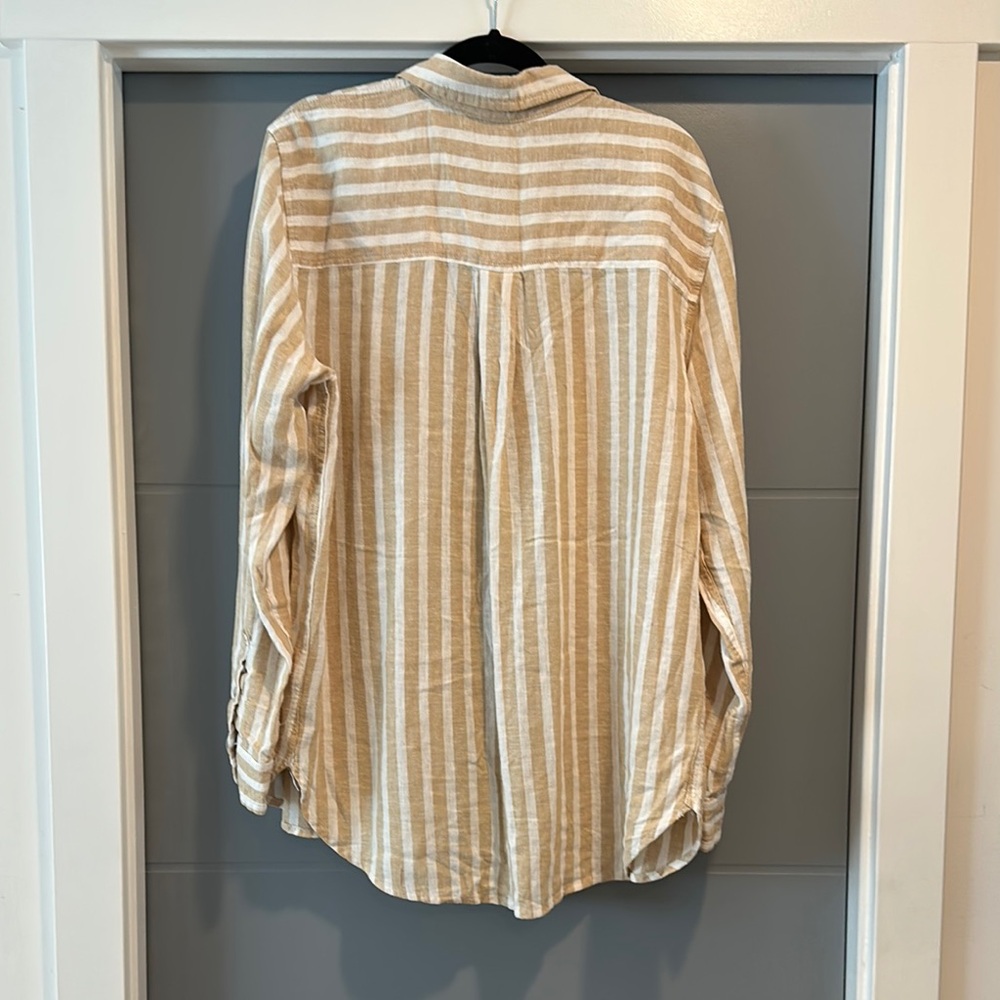 Universal Thread Beige Striped Button Down Shirt - image 6
